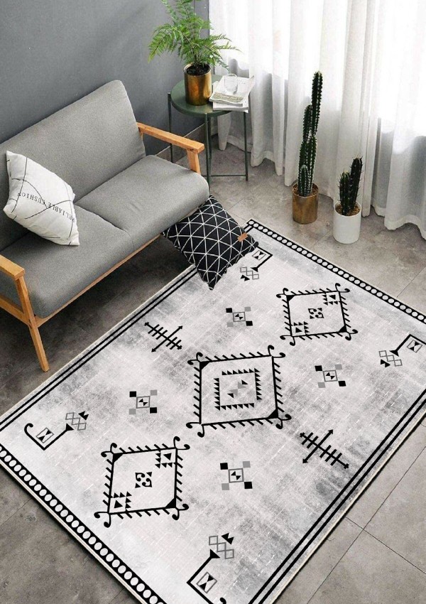 Kaymaz Taban Makinada Yıkanabilir Salon Halısı Mutfak Halı Anti Slip Bohem Cool Halı Yolluk