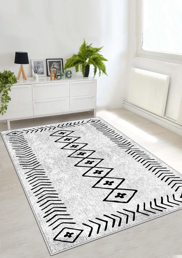 Kaymaz Taban Makinada Yıkanabilir Salon Halısı Mutfak Halı Anti Slip Bohem Cool Halı Yolluk