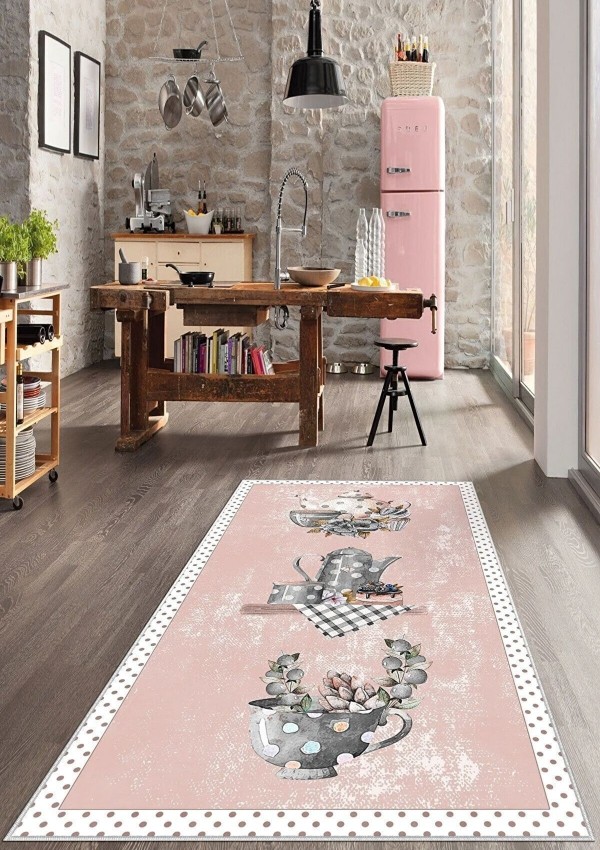 Kaymaz Taban Makinada Yıkanabilir Salon Halısı Mutfak Halı Anti Slip Bohem Cool Halı Yolluk