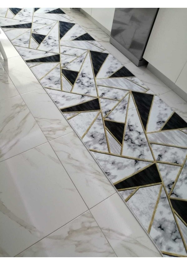 CROWBAN Kaymaz Taban Halı - Makinada Yıkanabilir, Salon, Yolluk, Paspas,Modern Desen Gri Renk Dot Taban Halı