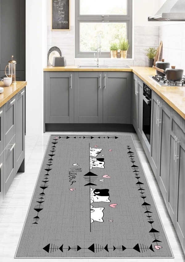 Kaymaz Taban Makinada Yıkanabilir Salon Halısı Mutfak Halı Anti Slip Bohem Cool Halı Yolluk