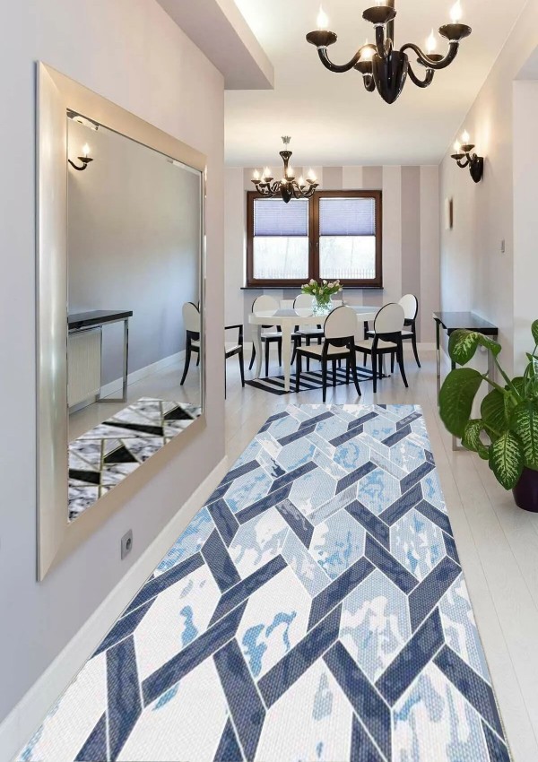 CROWBAN Kaymaz Taban Halı - Makinada Yıkanabilir, Salon, Yolluk, Paspas,Modern Desen Gri Renk Dot Taban Halı