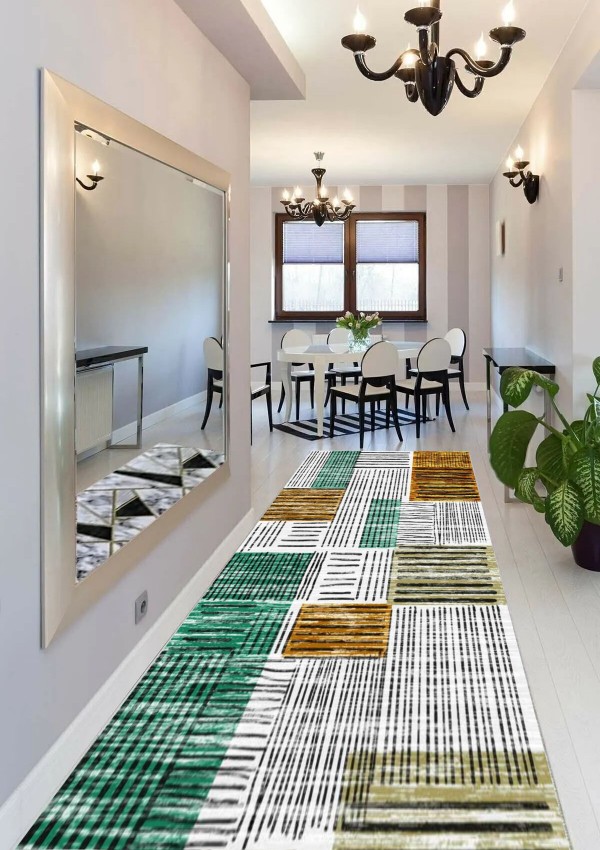 CROWBAN Kaymaz Taban Halı - Makinada Yıkanabilir, Salon, Yolluk, Paspas,Modern Desen Gri Renk Dot Taban Halı