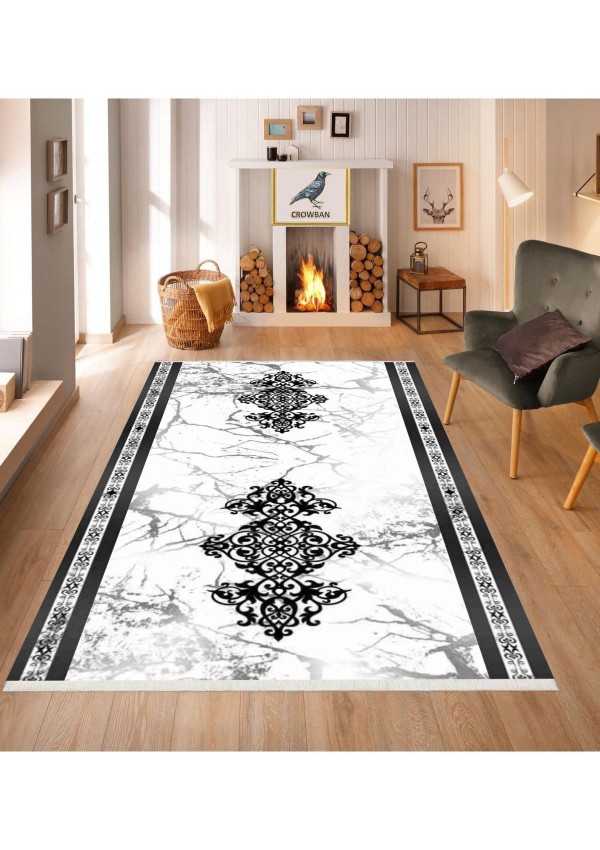 Kaymaz Taban Makinada Yıkanabilir Salon Halısı Mutfak Yuvarlak Halı Bohem Cool Halı Yolluk