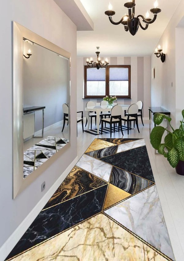 Deri Görünümlü Halı Kaymaz Taban Makinada Yıkanabilir Salon Halısı Bohem Cool Halı Yolluk