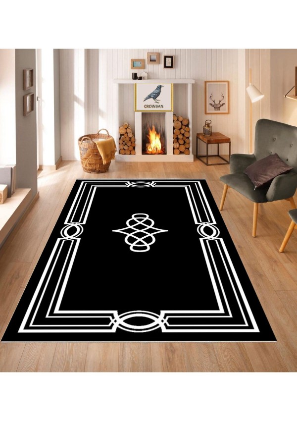 Kaymaz Taban Makinada Yıkanabilir Salon Halısı Mutfak Yuvarlak Halı Bohem Cool Halı Yolluk