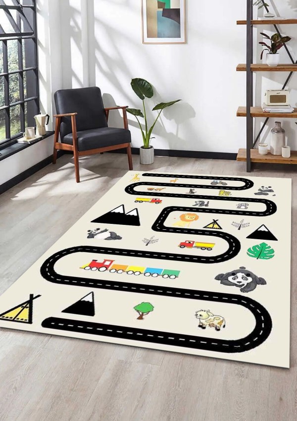 CROWBAN Kaymaz Taban Halı - Makinada Yıkanabilir, Salon, Yolluk, Paspas,Modern Desen Gri Renk Dot Taban Halı