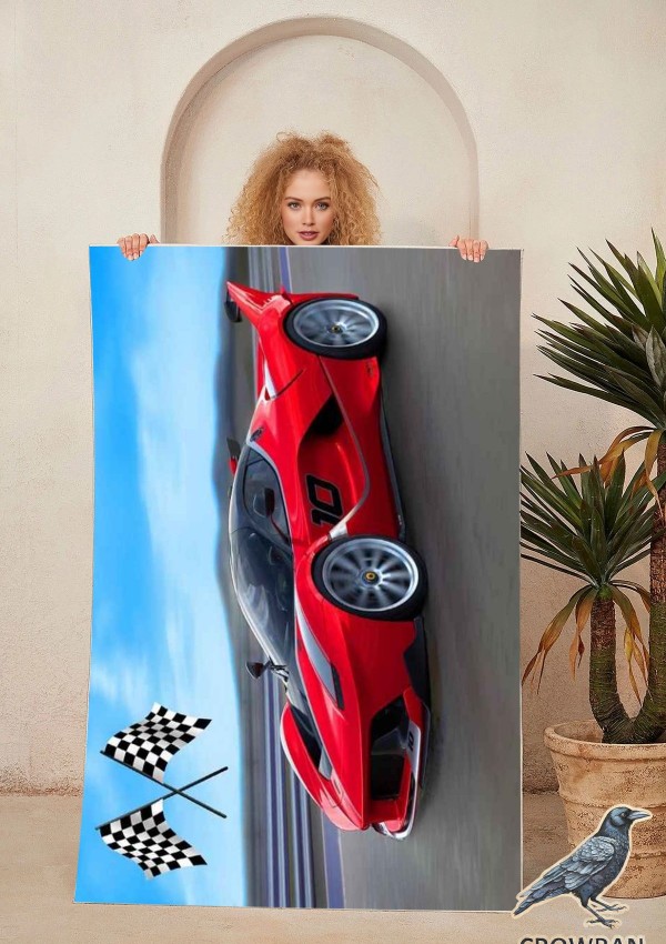 Kırmızı Araba Çocuk Halısı Ferrari Desenli Çocuk Odası Erkek Çocuk Kaymaz Taban Yıkanabilir Halı