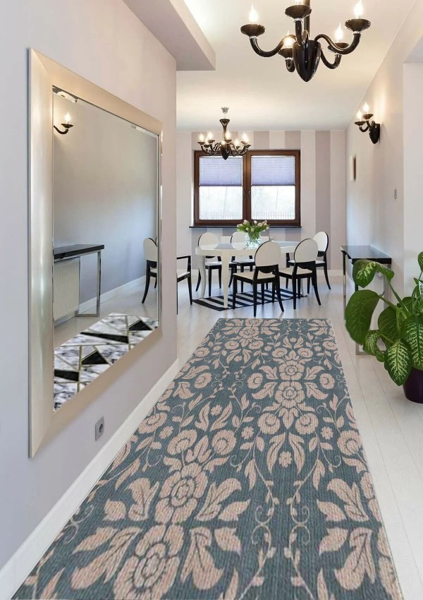 CROWBAN Kaymaz Taban Halı - Makinada Yıkanabilir, Salon, Yolluk, Paspas,Modern Desen Gri Renk Dot Taban Halı