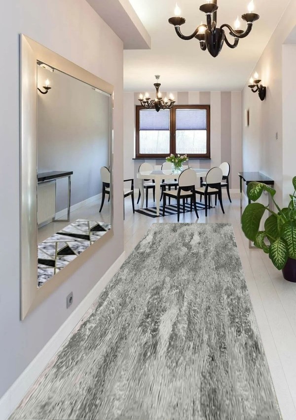 CROWBAN Kaymaz Taban Halı - Makinada Yıkanabilir, Salon, Yolluk, Paspas,Modern Desen Gri Renk Dot Taban Halı